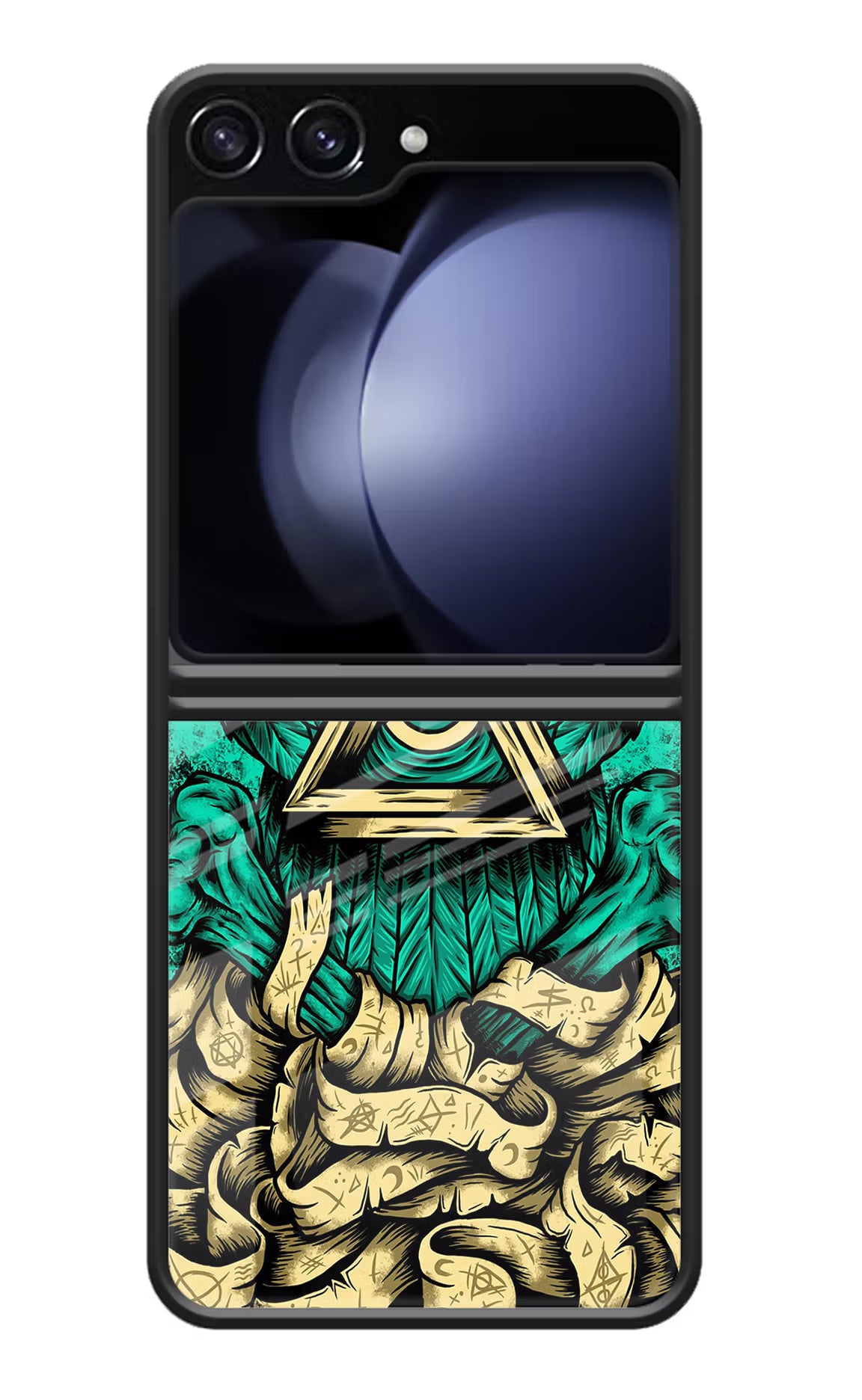 Green Owl Samsung Galaxy Z Flip5 Glass Case Back Cover by Casekaro