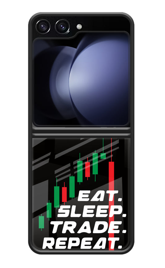 Eat Sleep Trade Repeat Samsung Galaxy Z Flip5 Glass Case