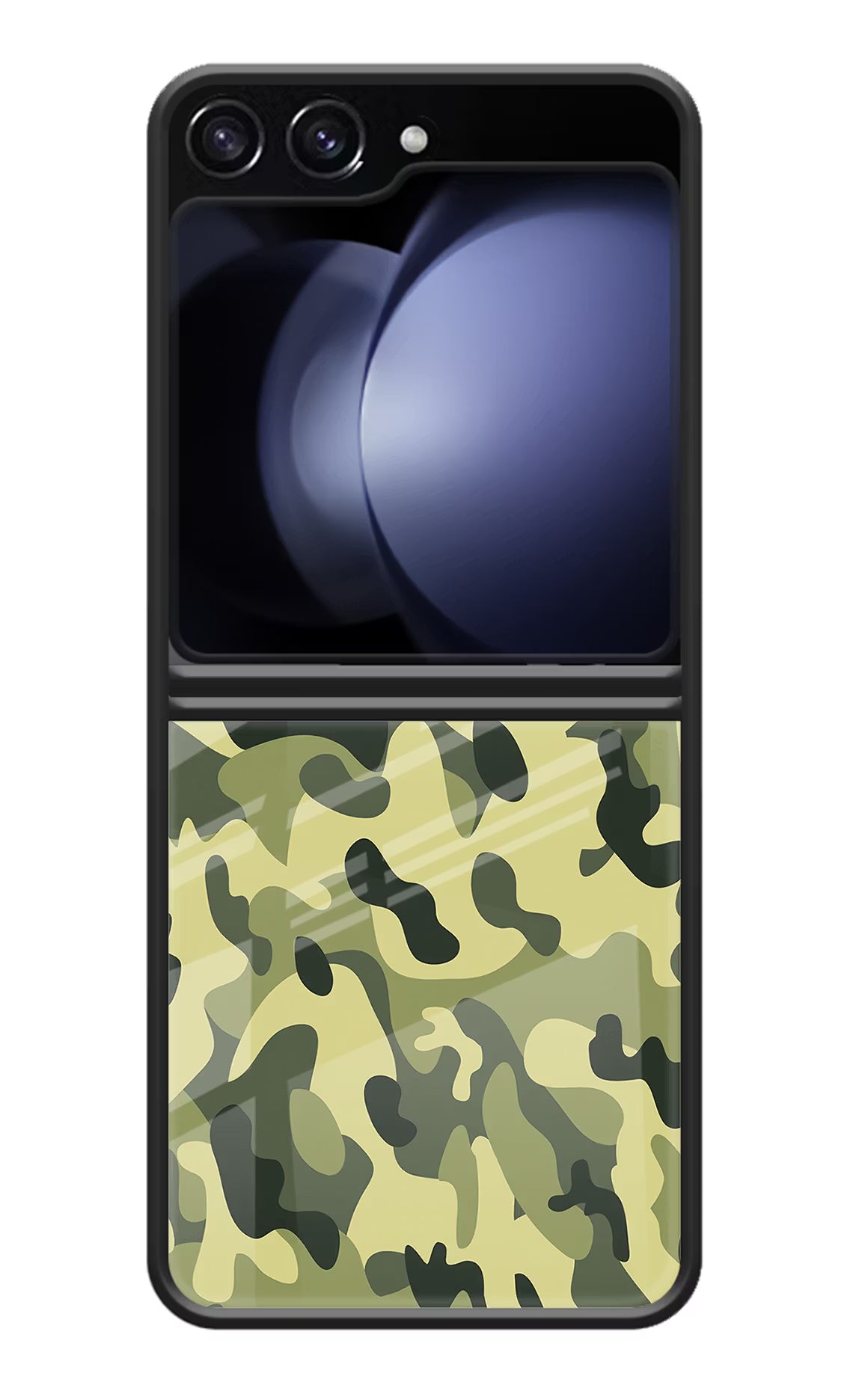 Camouflage Samsung Galaxy Z Flip5 Glass Case Back Cover by Casekaro
