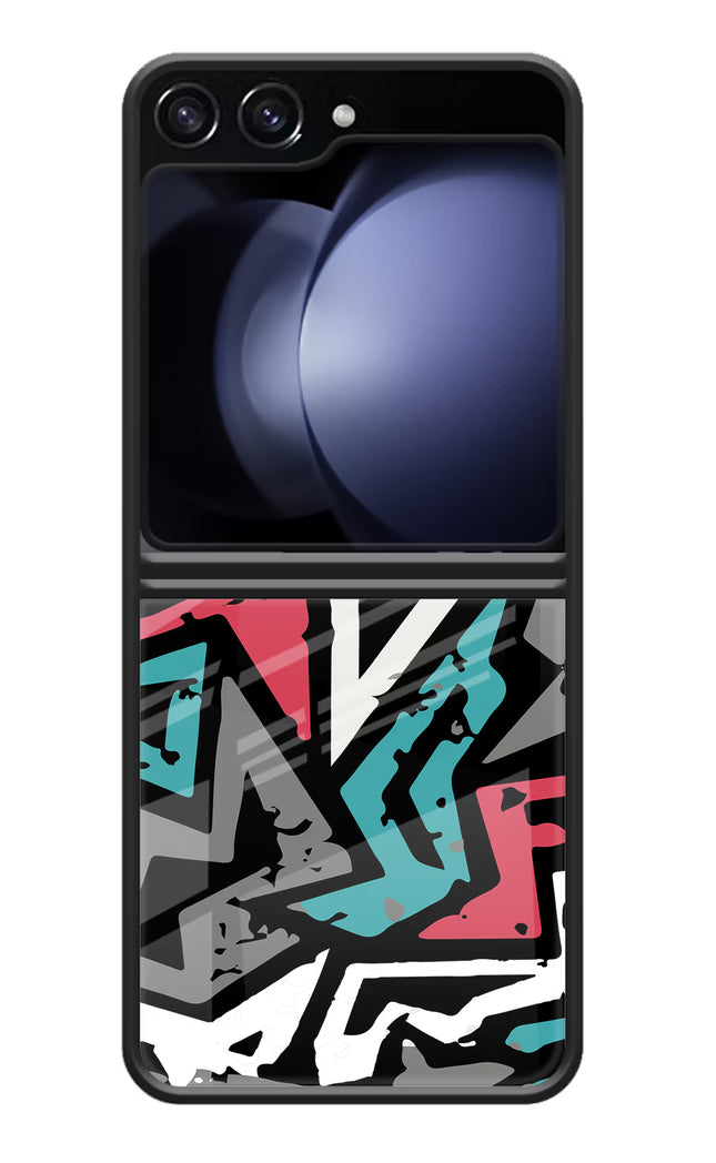 Geometric Graffiti Samsung Galaxy Z Flip5 Glass Case Back Cover by Casekaro