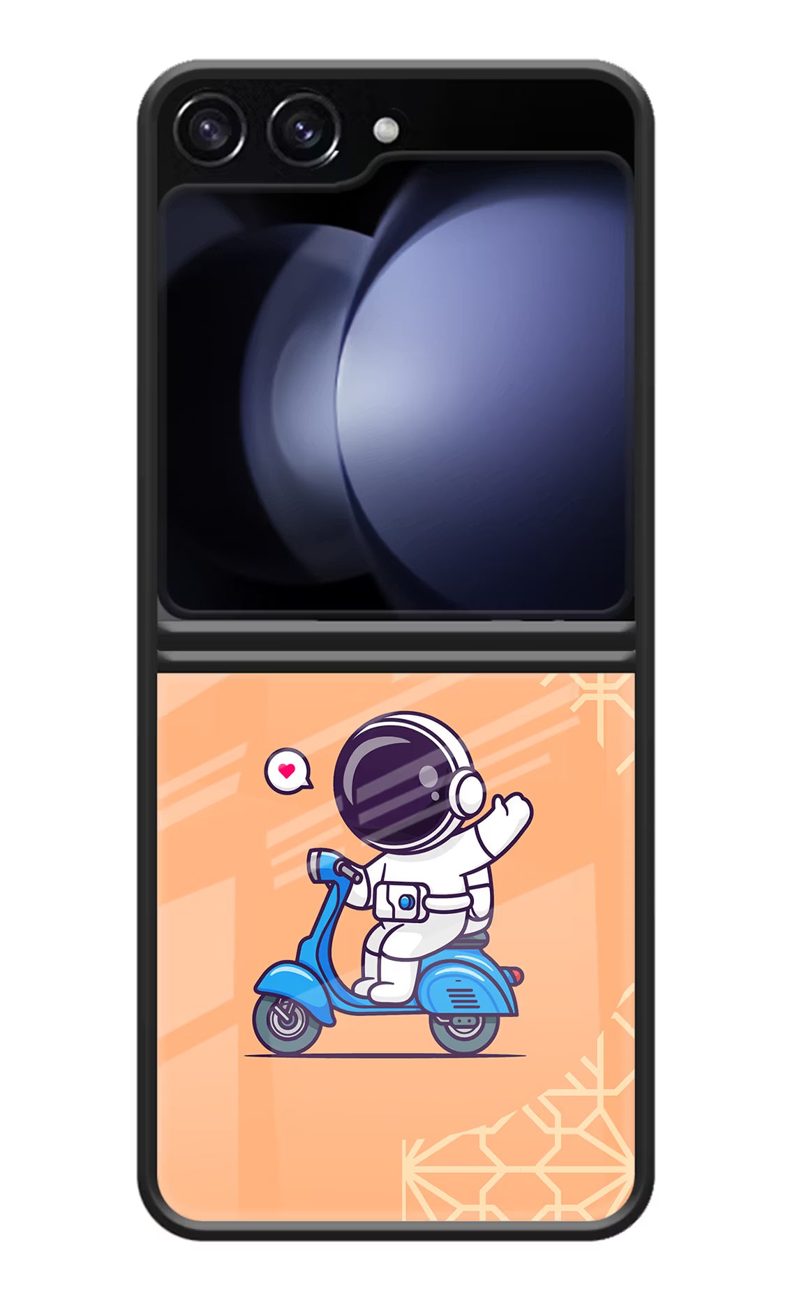 Cute Astronaut Riding Samsung Galaxy Z Flip5 Glass Case Back Cover by Casekaro