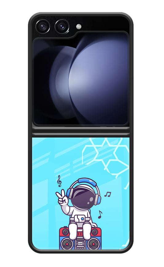 Cute Astronaut Chilling Samsung Galaxy Z Flip5 Glass Case