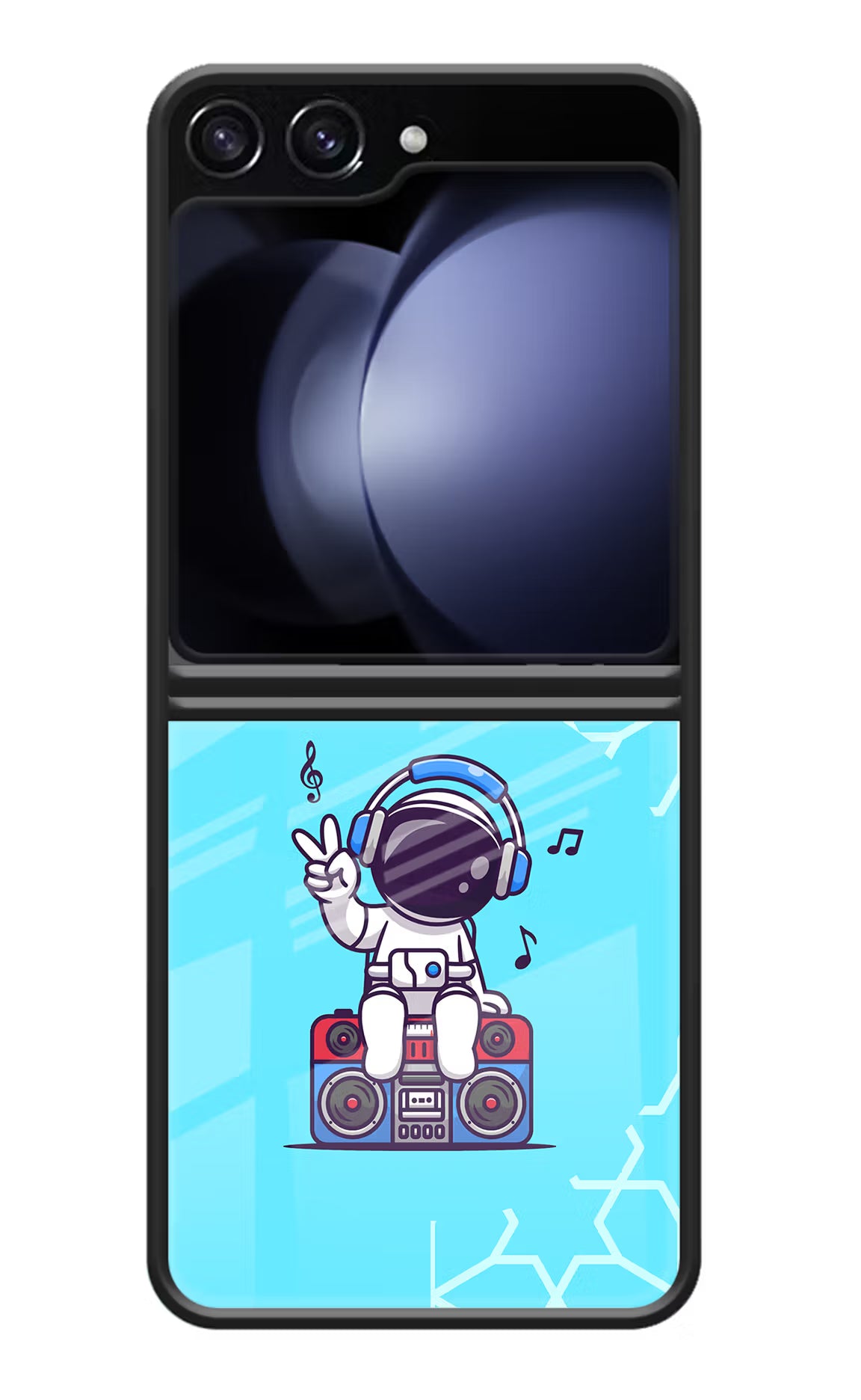 Cute Astronaut Chilling Samsung Galaxy Z Flip5 Glass Case Back Cover by Casekaro