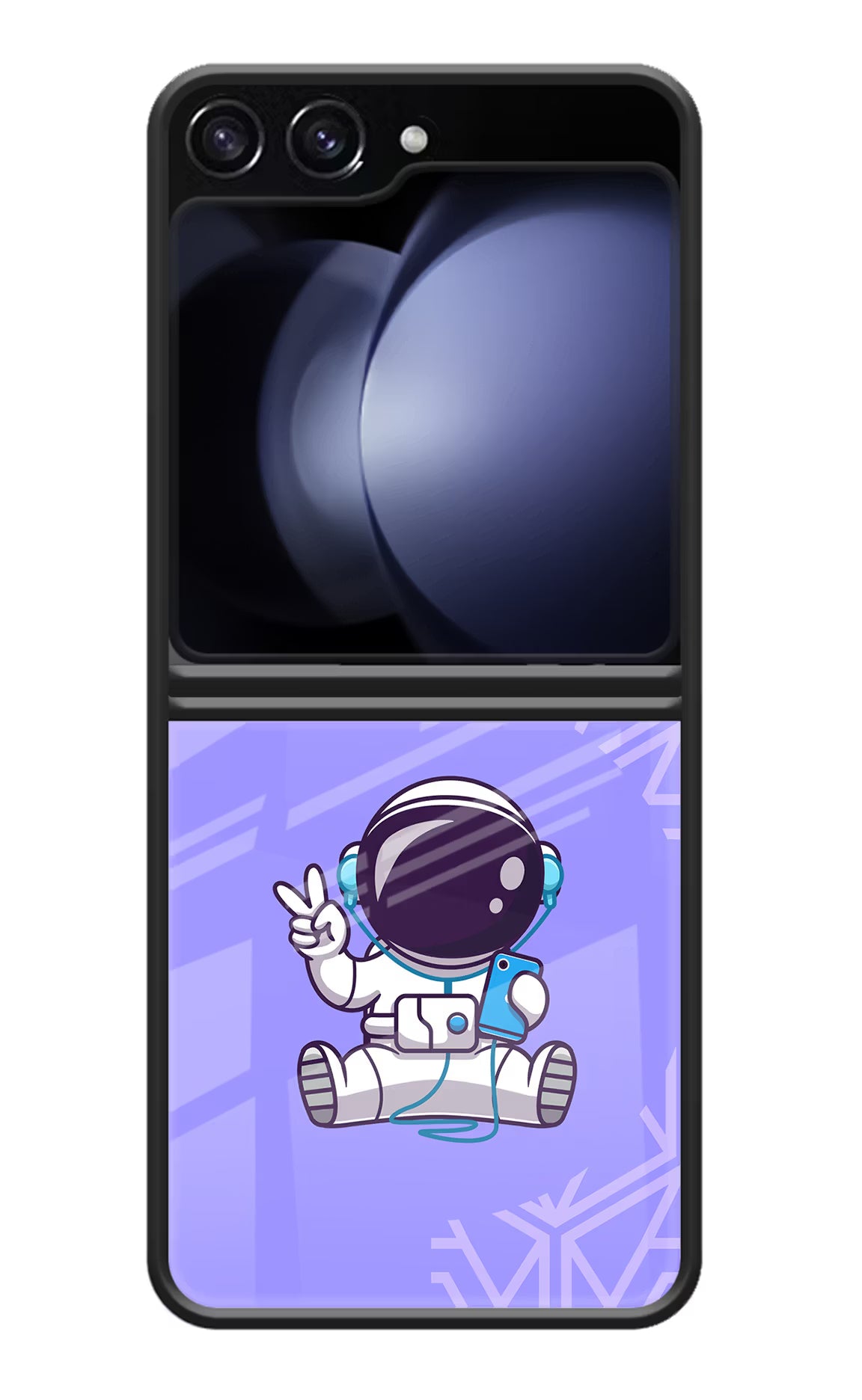 Cute Astronaut Chilling Samsung Galaxy Z Flip5 Glass Case Back Cover by Casekaro