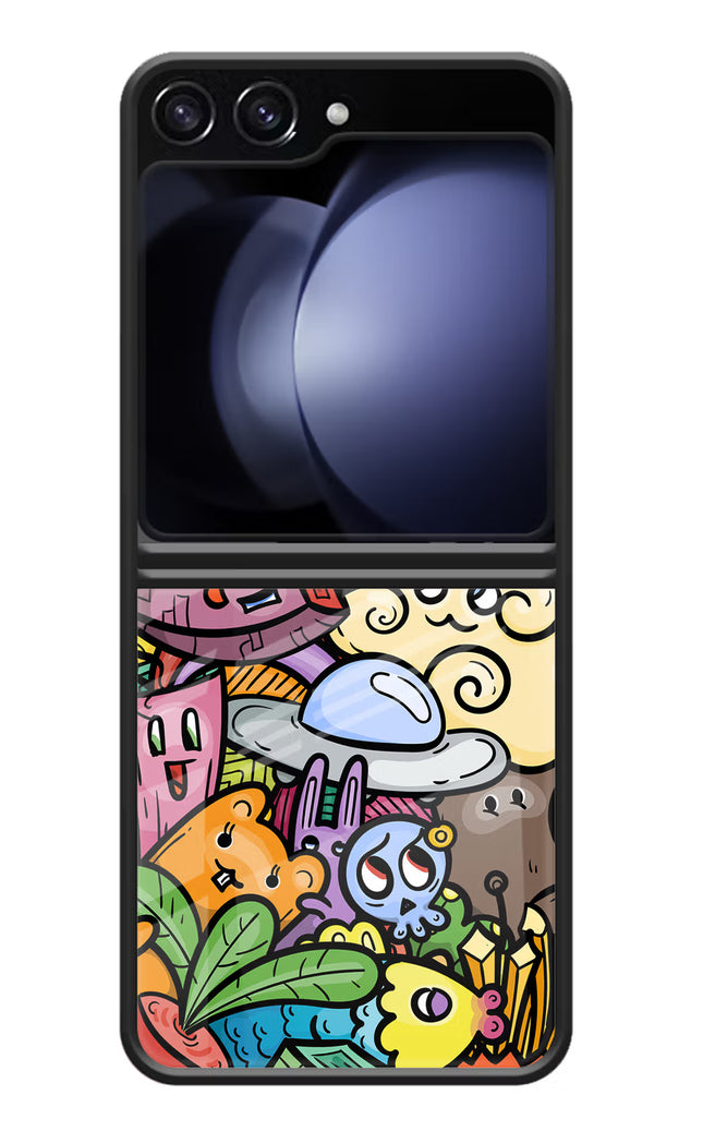 Veggie Doodle Samsung Galaxy Z Flip5 Glass Case Back Cover by Casekaro