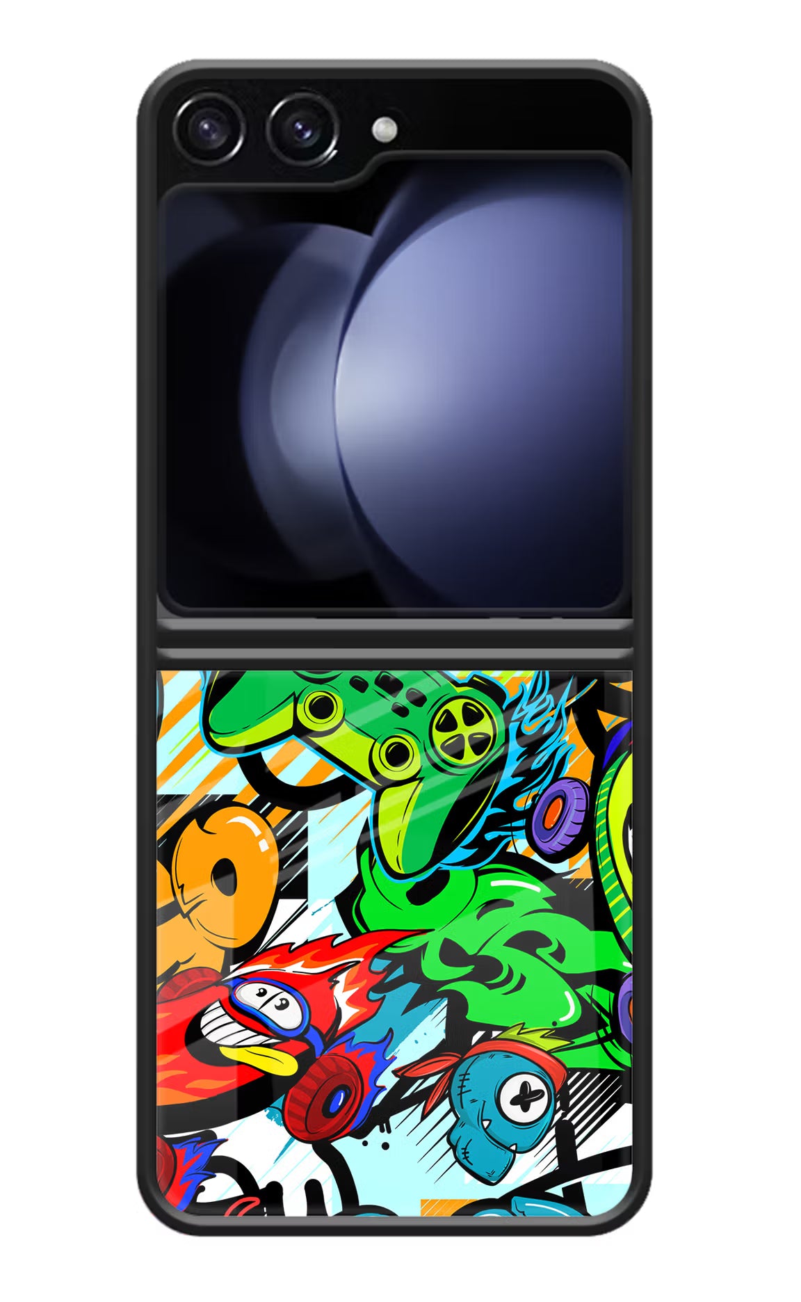 Game Doodle Samsung Galaxy Z Flip5 Glass Case Back Cover by Casekaro