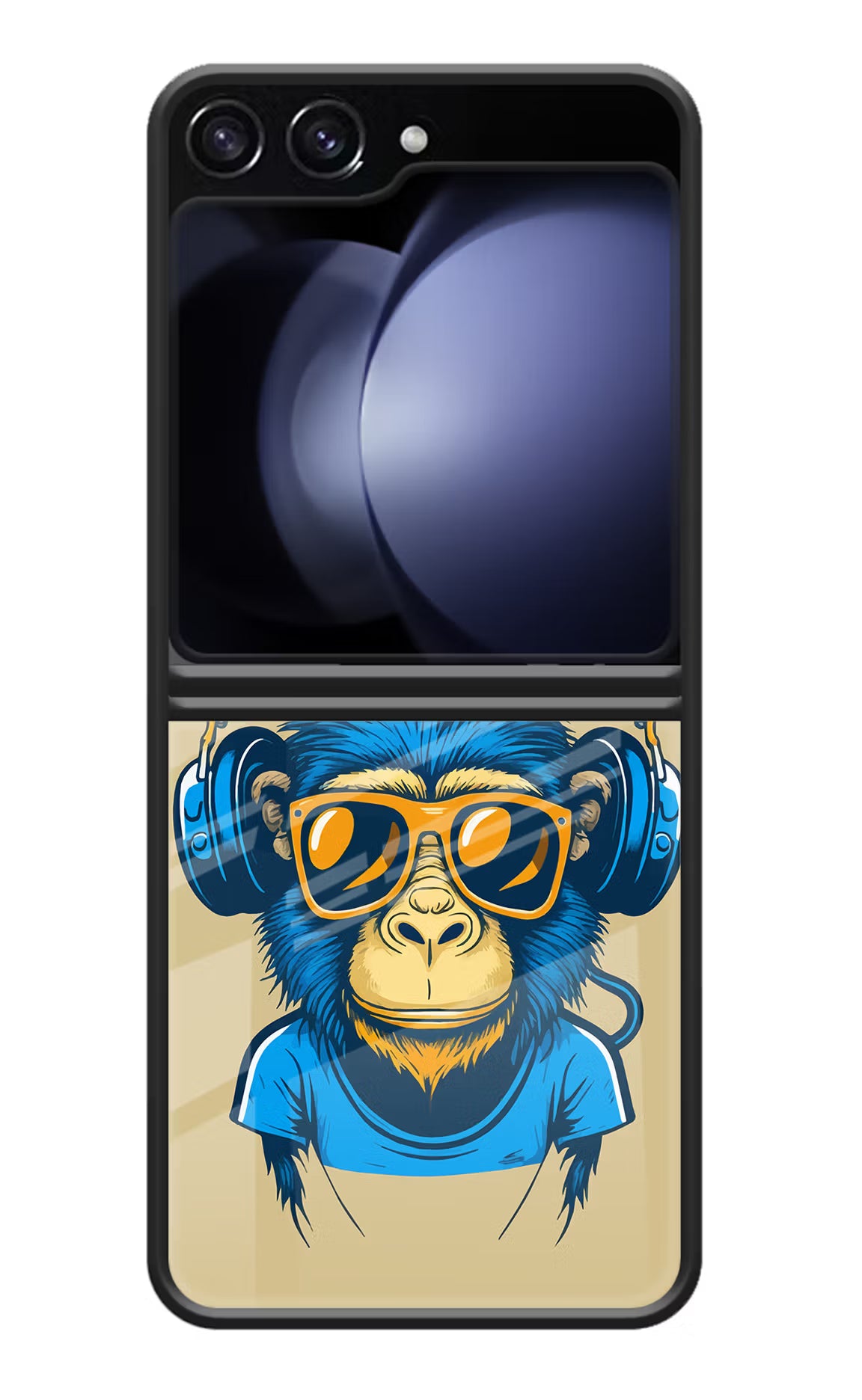 Monkey Headphone Samsung Galaxy Z Flip5 Glass Case Back Cover by Casekaro