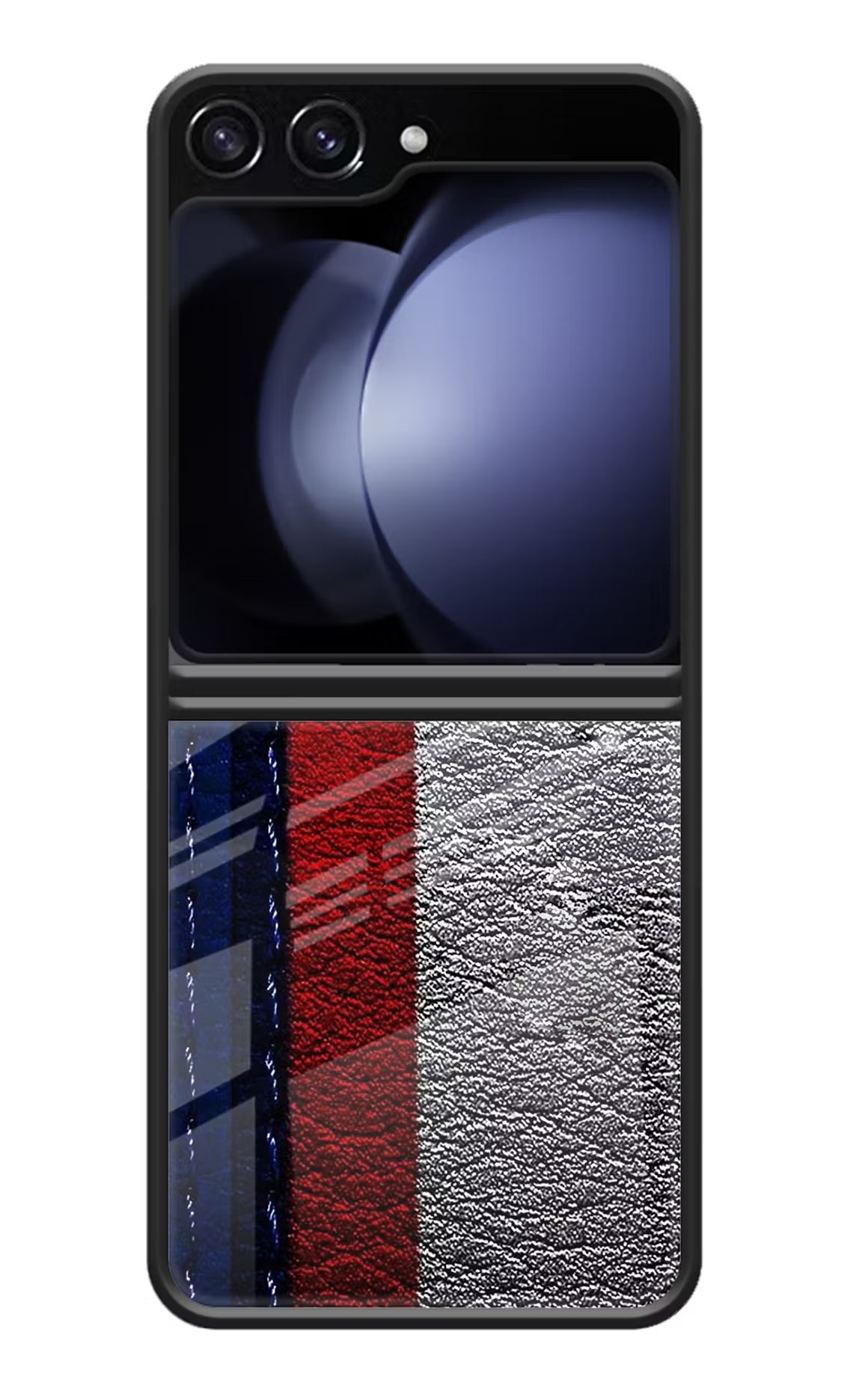 BMW Stripes Samsung Galaxy Z Flip5 Glass Case Back Cover by Casekaro