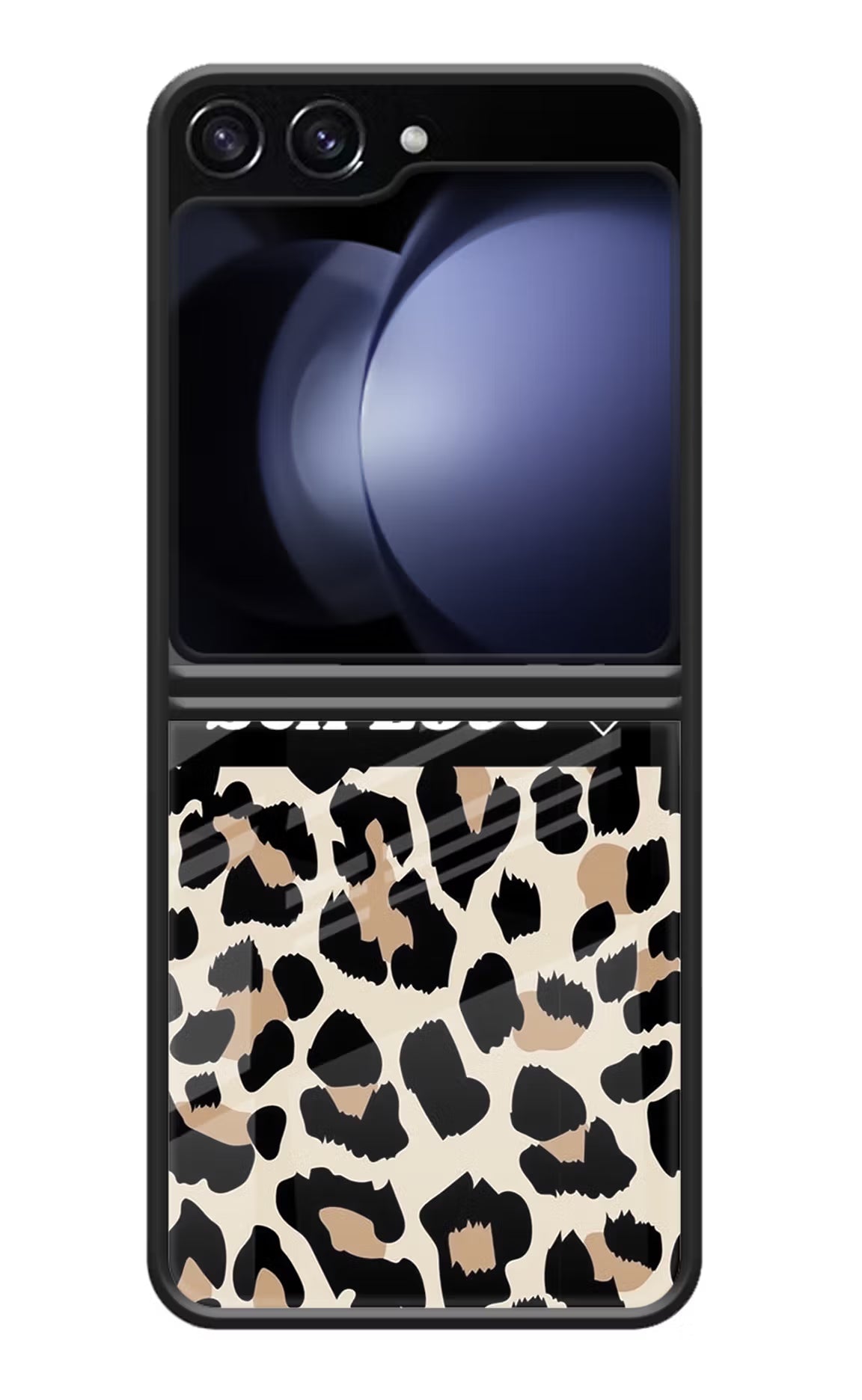 Leopard Print Self Love Samsung Galaxy Z Flip5 Glass Case Back Cover by Casekaro