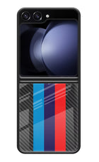 BMW Stripes Pattern Samsung Galaxy Z Flip5 Glass Case Back Cover by Casekaro