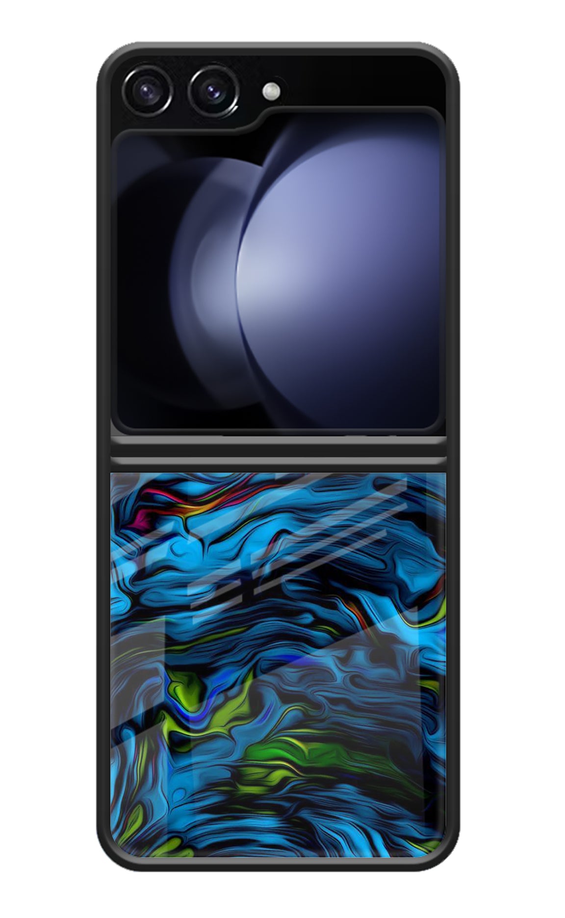 Dark Blue Abstract Samsung Galaxy Z Flip5 Glass Case