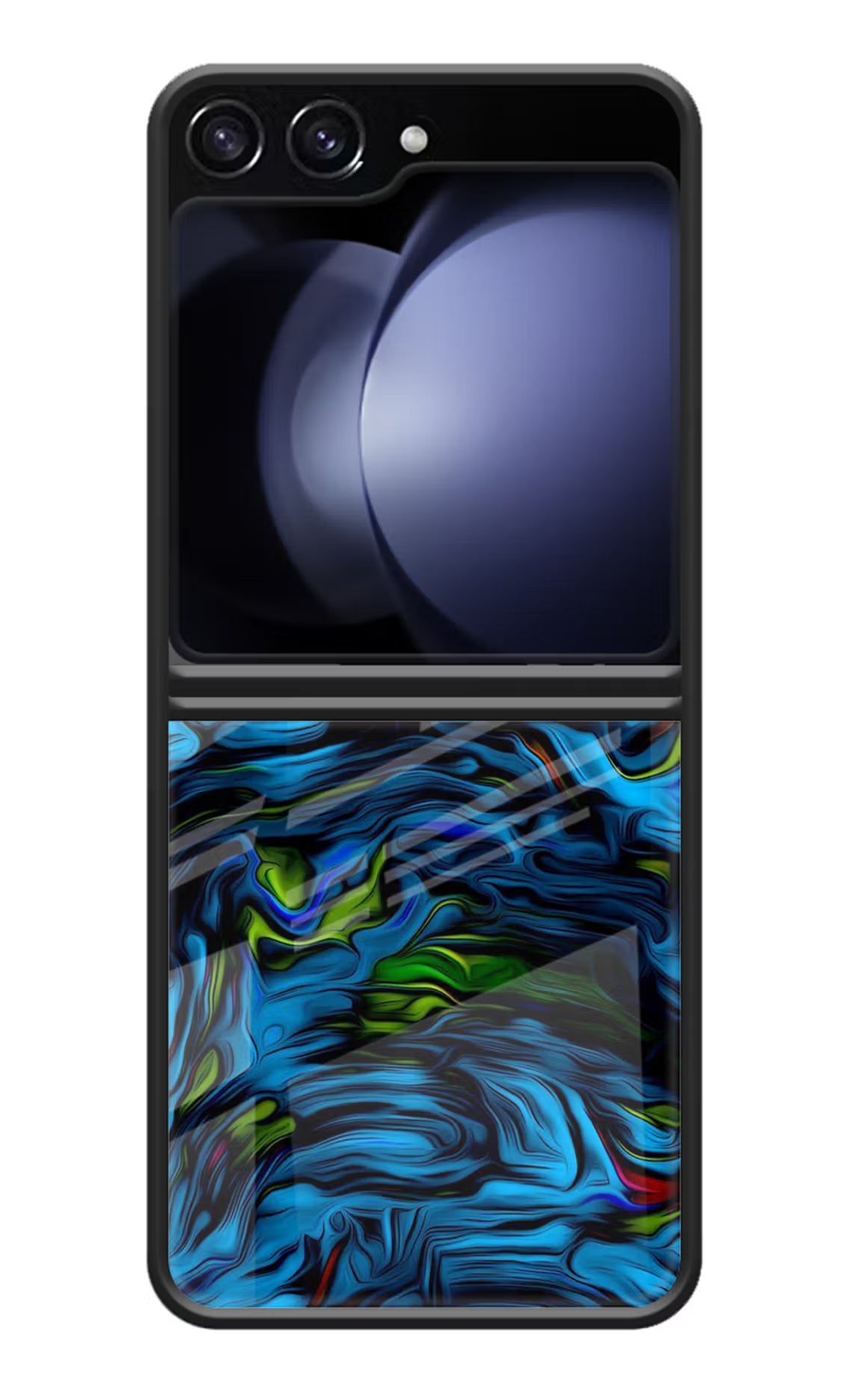 Dark Blue Abstract Samsung Galaxy Z Flip5 Glass Case Back Cover by Casekaro