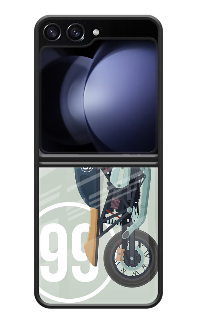Classic Cafe Racer 99 Samsung Galaxy Z Flip5 Glass Case Back Cover by Casekaro