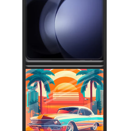 Palm Drive 80s Samsung Galaxy Z Flip5 Glass Case Back Cover by Casekaro