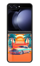 Palm Drive 80s Samsung Galaxy Z Flip5 Glass Case Back Cover by Casekaro
