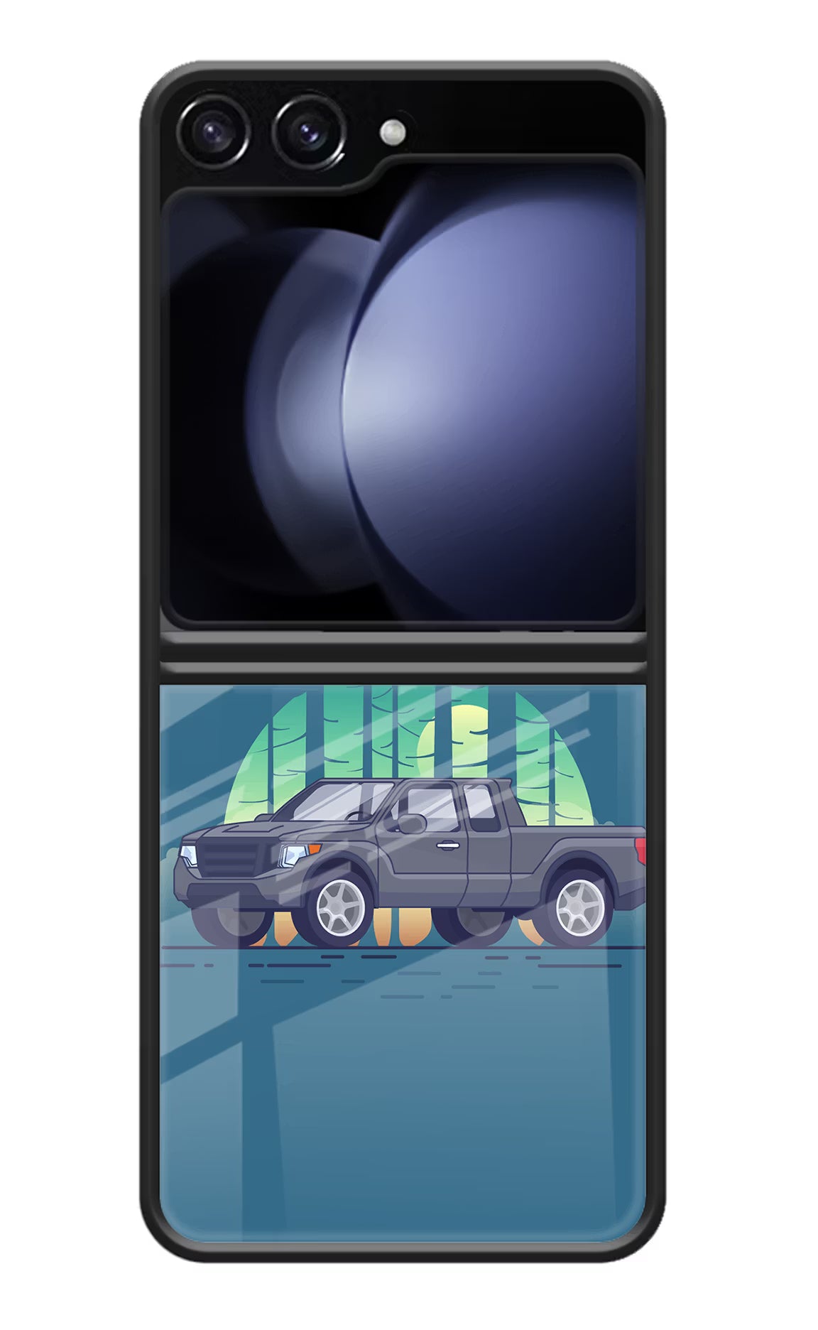 Retro Garage Vibe Samsung Galaxy Z Flip5 Glass Case Back Cover by Casekaro