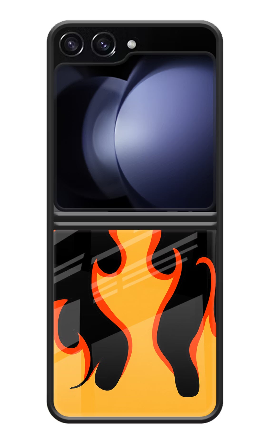 Fired Up – Black Samsung Galaxy Z Flip5 Glass Case Back Cover by Casekaro