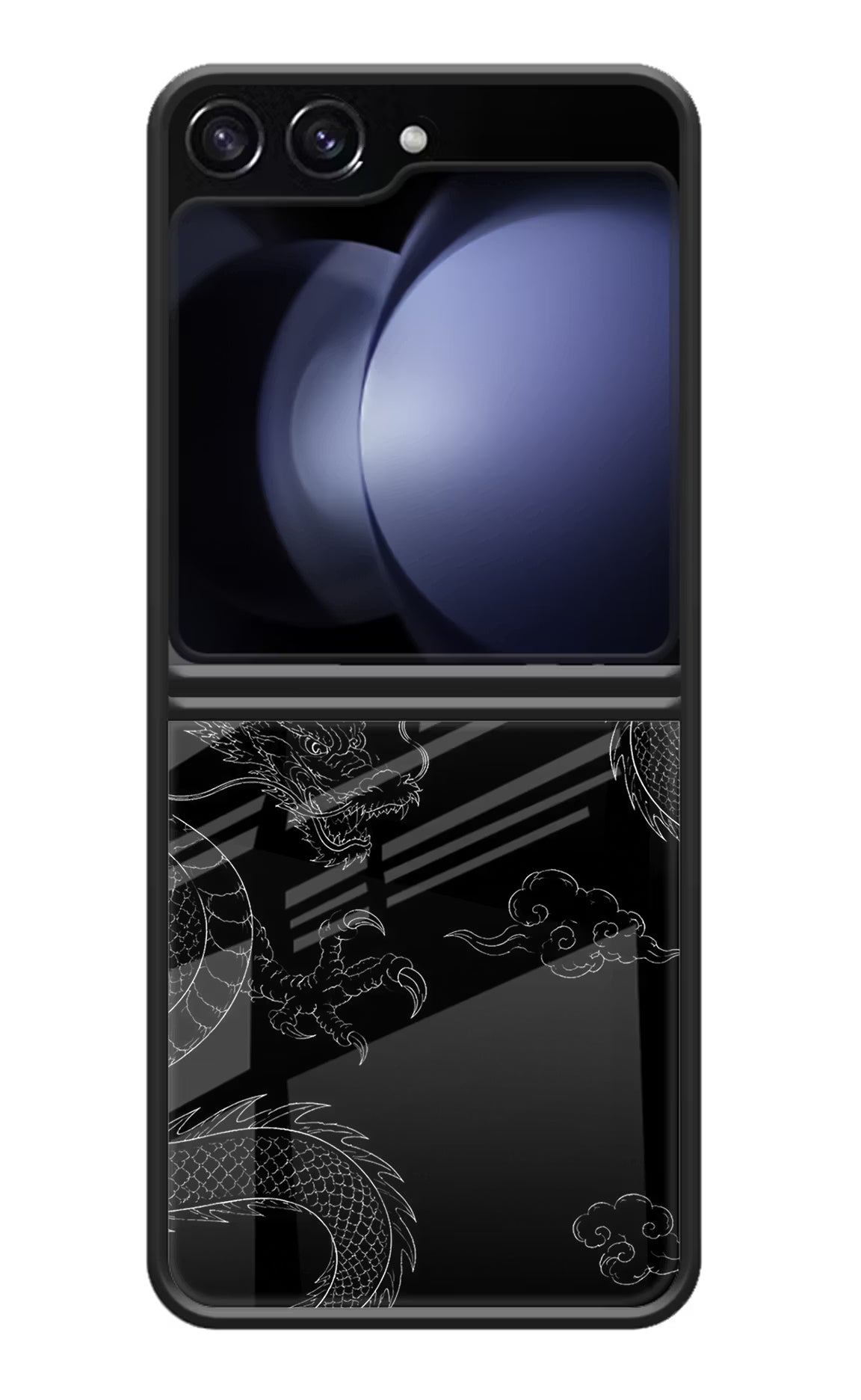 Twin Dragons Samsung Galaxy Z Flip5 Glass Case Back Cover by Casekaro