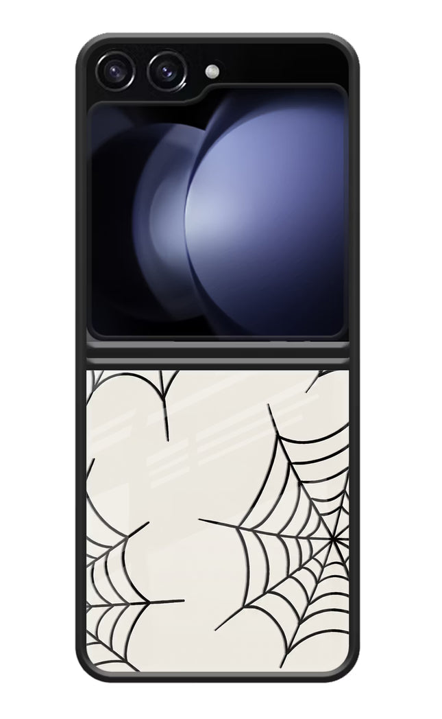 Spider Web Samsung Galaxy Z Flip5 Glass Case Back Cover by Casekaro