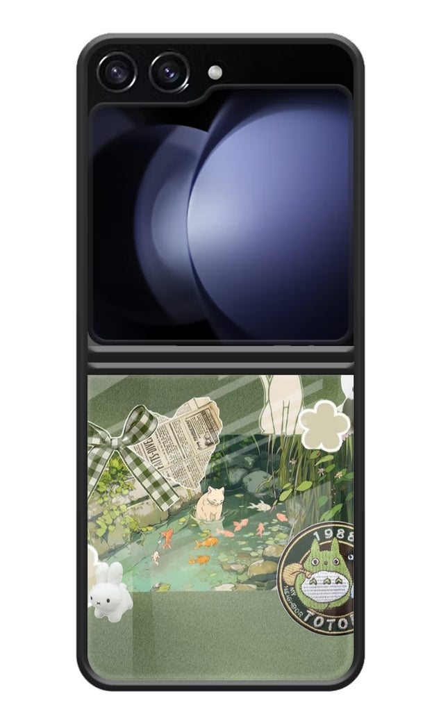 Aesthetic anime Samsung Galaxy Z Flip5 Glass Case Back Cover by Casekaro