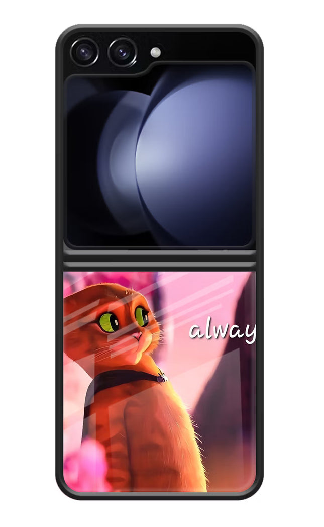 Always Cat Samsung Galaxy Z Flip5 Glass Case