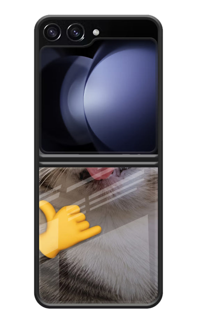Silly Cat Call Samsung Galaxy Z Flip5 Glass Case