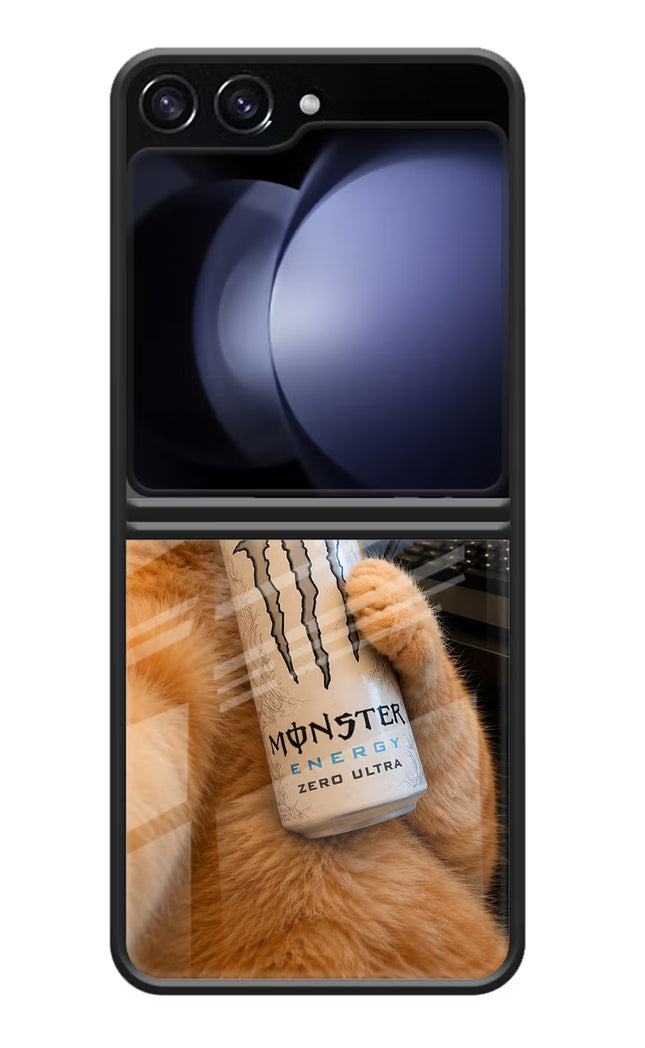 Gamer Cat Energy Samsung Galaxy Z Flip5 Glass Case