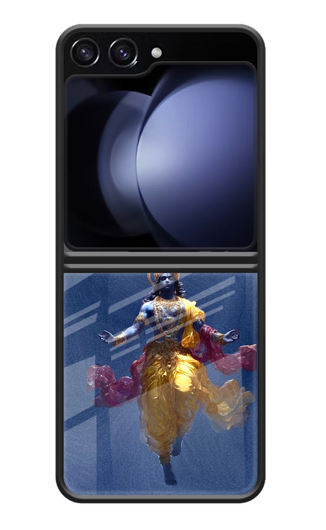 Cosmic Krishna Samsung Galaxy Z Flip5 Glass Case Back Cover by Casekaro