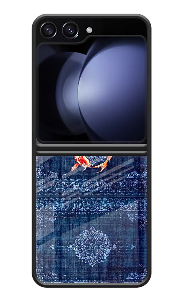 Koi Blue Samsung Galaxy Z Flip5 Glass Case Back Cover by Casekaro