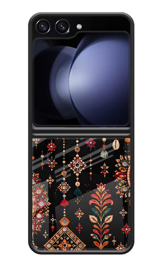 Boho Noir Samsung Galaxy Z Flip5 Glass Case Back Cover by Casekaro