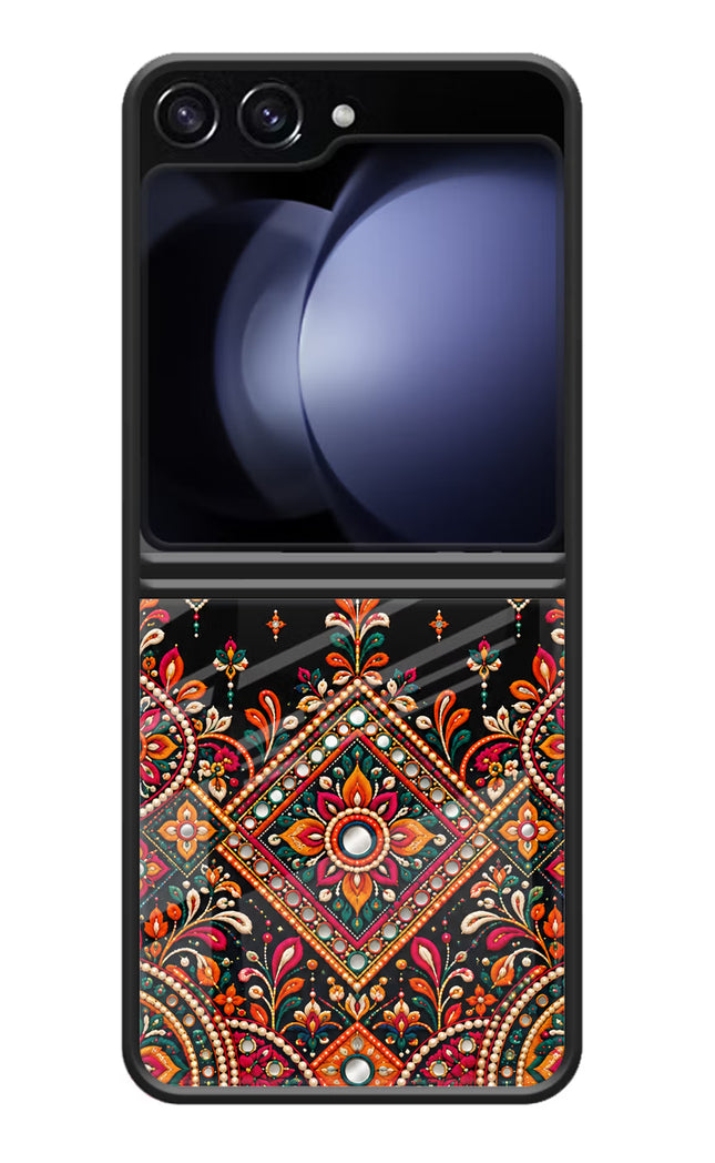 Noir Mehfil Samsung Galaxy Z Flip5 Glass Case Back Cover by Casekaro