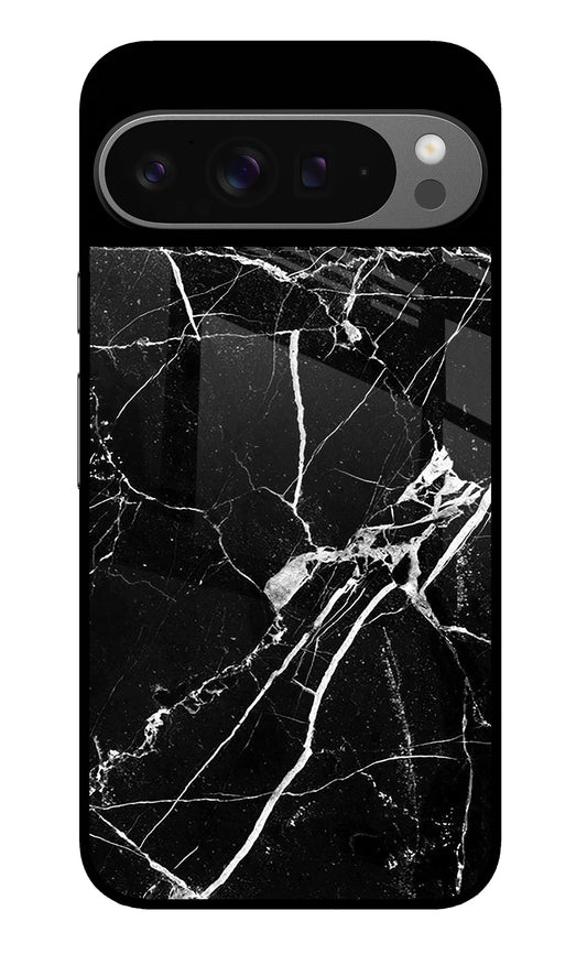 Black Marble Pattern Google Pixel 9 Pro XL Glass Case