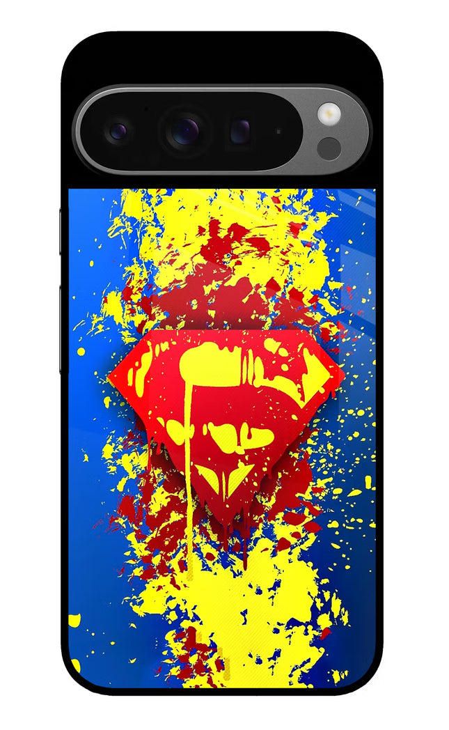 Superman logo Google Pixel 9 Pro XL Glass Case Back Cover by Casekaro