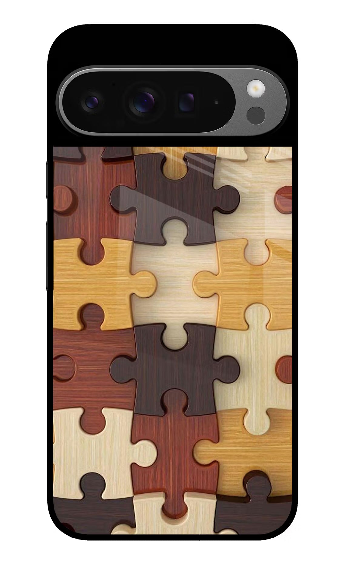 Wooden Puzzle Google Pixel 9 Pro XL Glass Case Back Cover by Casekaro
