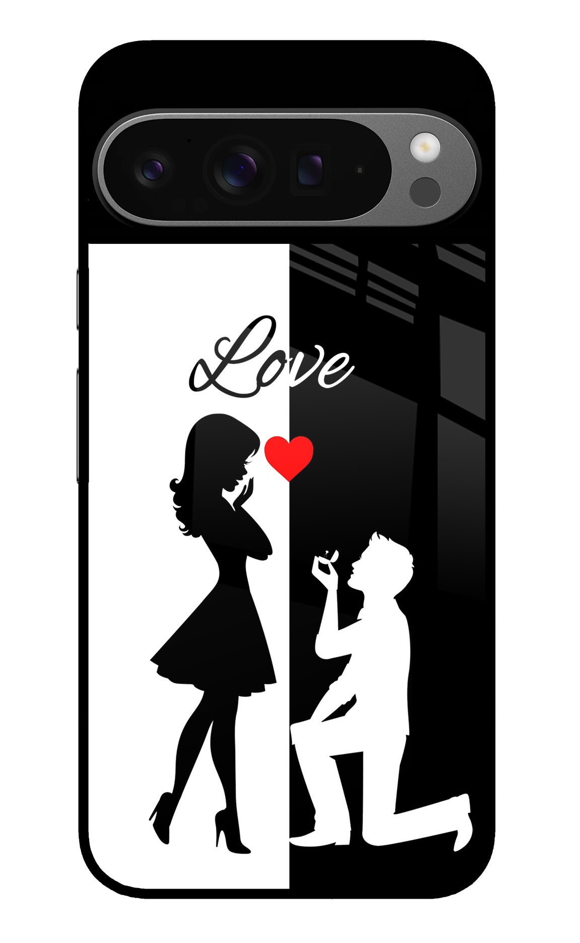 Love Propose Black And White Google Pixel 9 Pro XL Glass Case