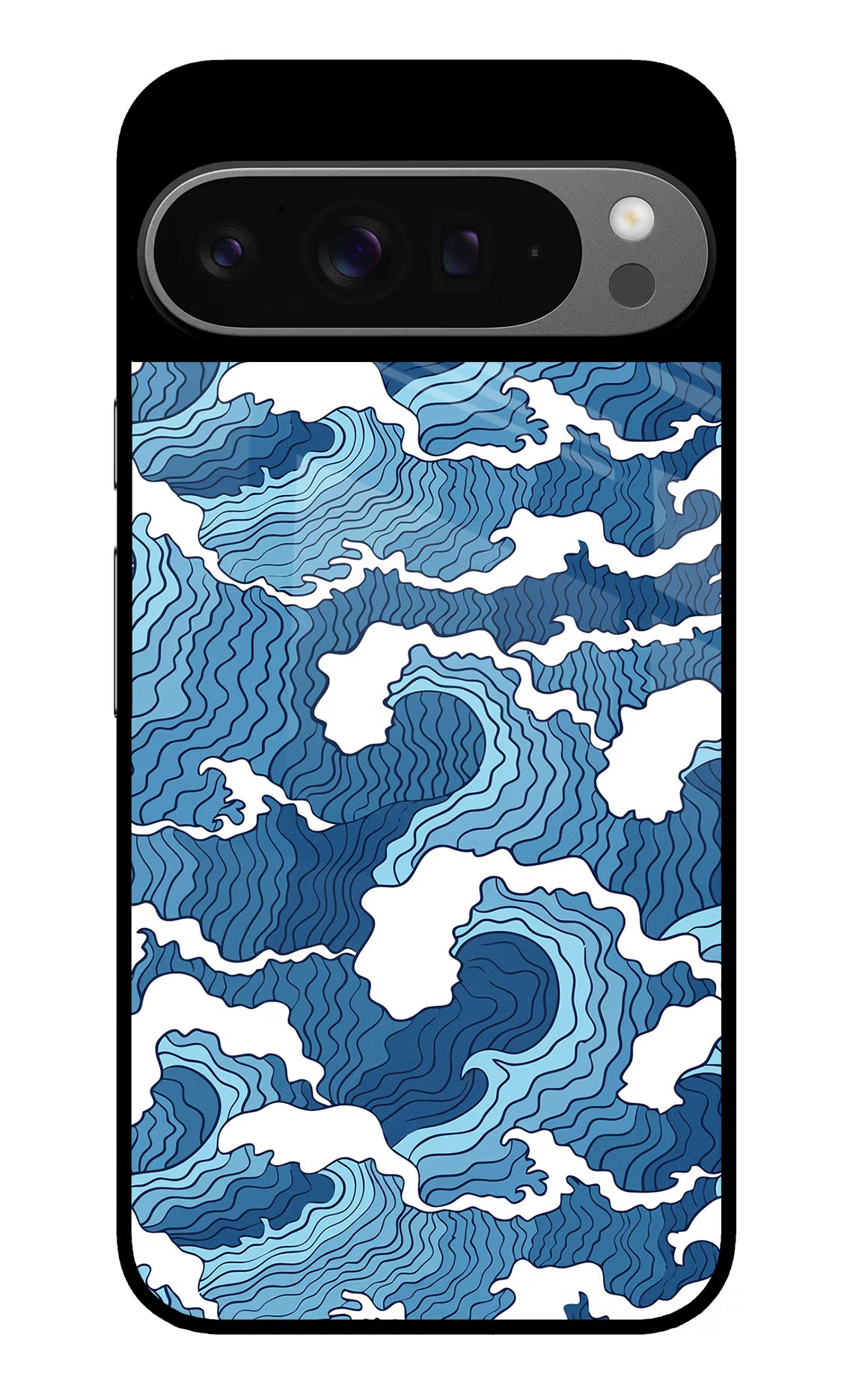 Blue Waves Google Pixel 9 Pro XL Glass Case Back Cover by Casekaro