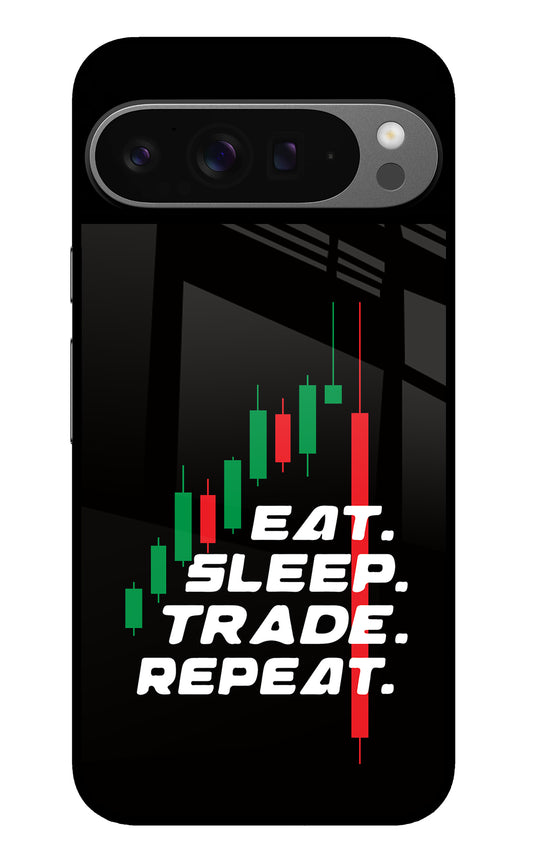 Eat Sleep Trade Repeat Google Pixel 9 Pro XL Glass Case