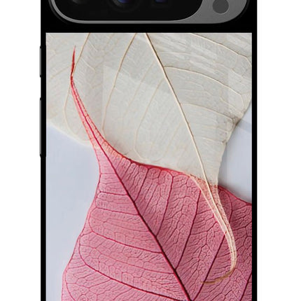 White Pink Leaf Google Pixel 9 Pro XL Glass Case