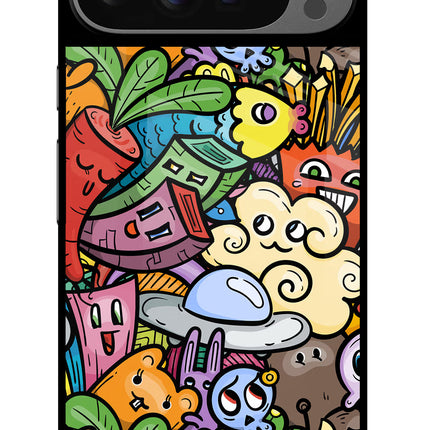 Veggie Doodle Google Pixel 9 Pro XL Glass Case Back Cover by Casekaro