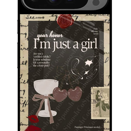 I am just a girl Google Pixel 9 Pro XL Glass Case Back Cover by Casekaro