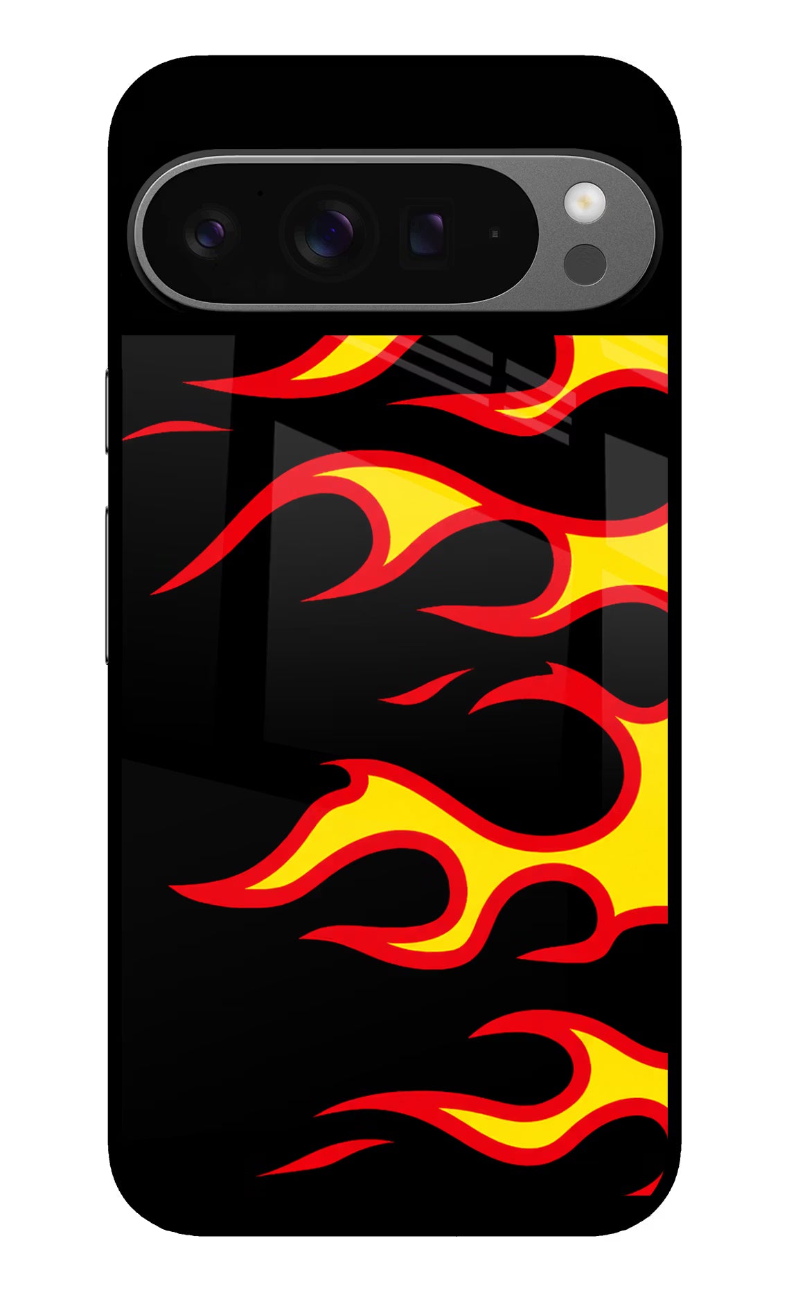 Side Sweep Flames Google Pixel 9 Pro XL Glass Case Back Cover by Casekaro