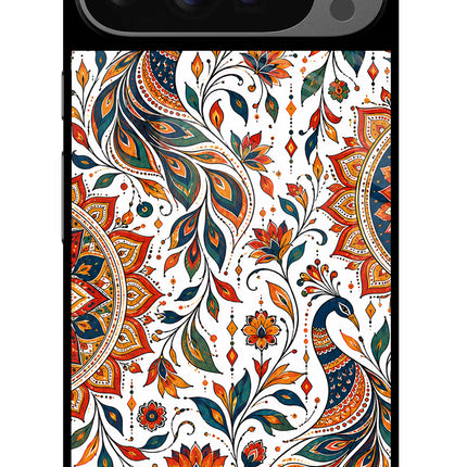 White Mayura Google Pixel 9 Pro XL Glass Case