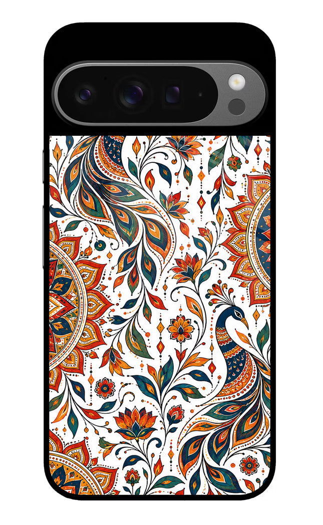 White Mayura Google Pixel 9 Pro XL Glass Case
