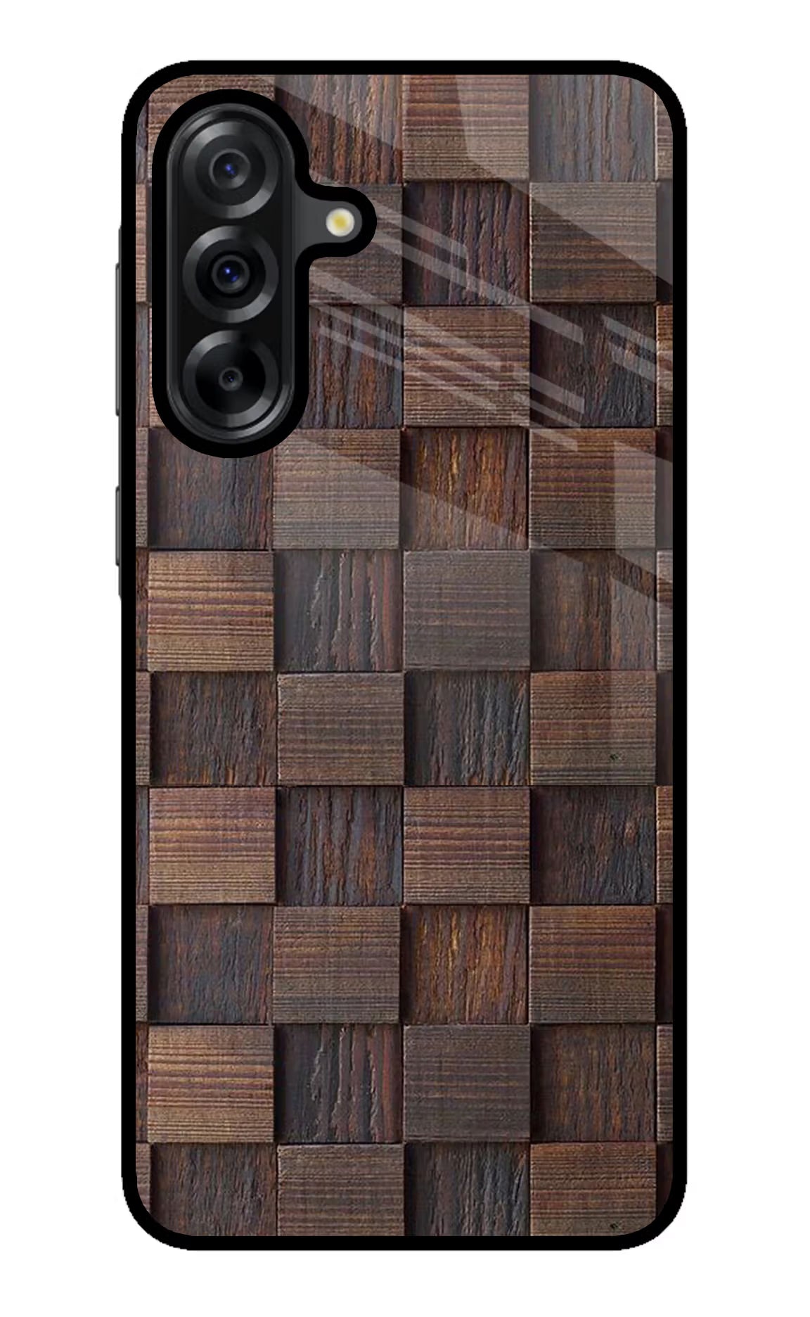 Wooden Cube Design Samsung A36 5G Glass Case Back Cover by Casekaro