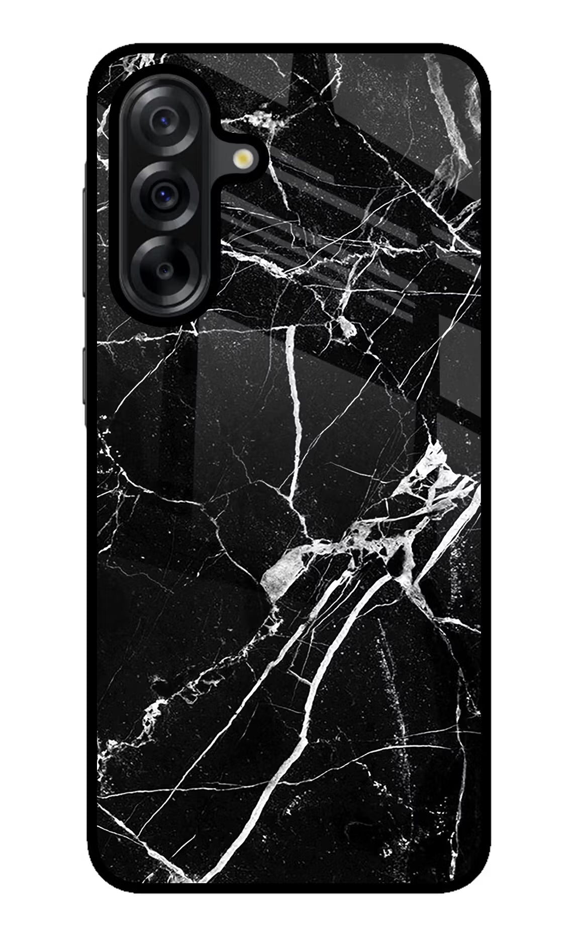 Black Marble Pattern Samsung A36 5G Glass Case Back Cover by Casekaro