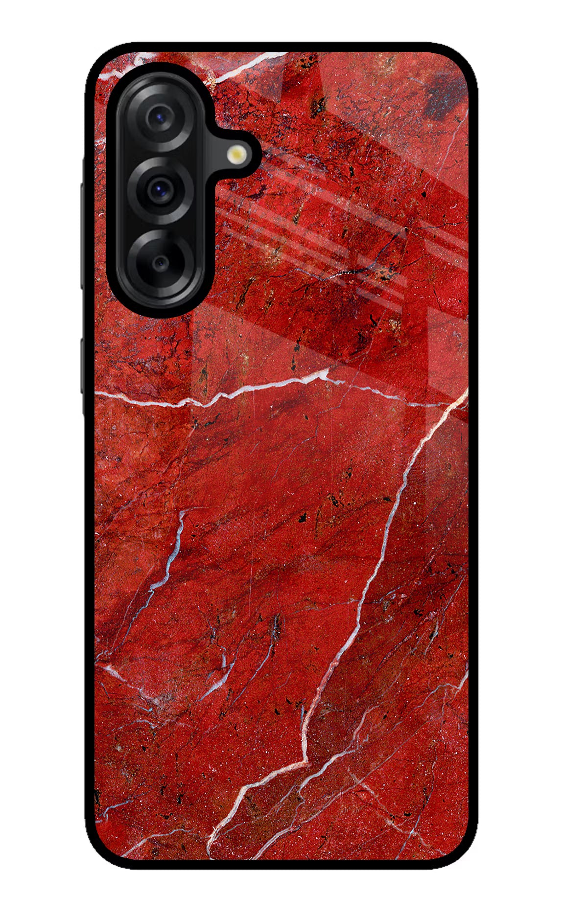 Red Marble Design Samsung A36 5G Glass Case Back Cover by Casekaro