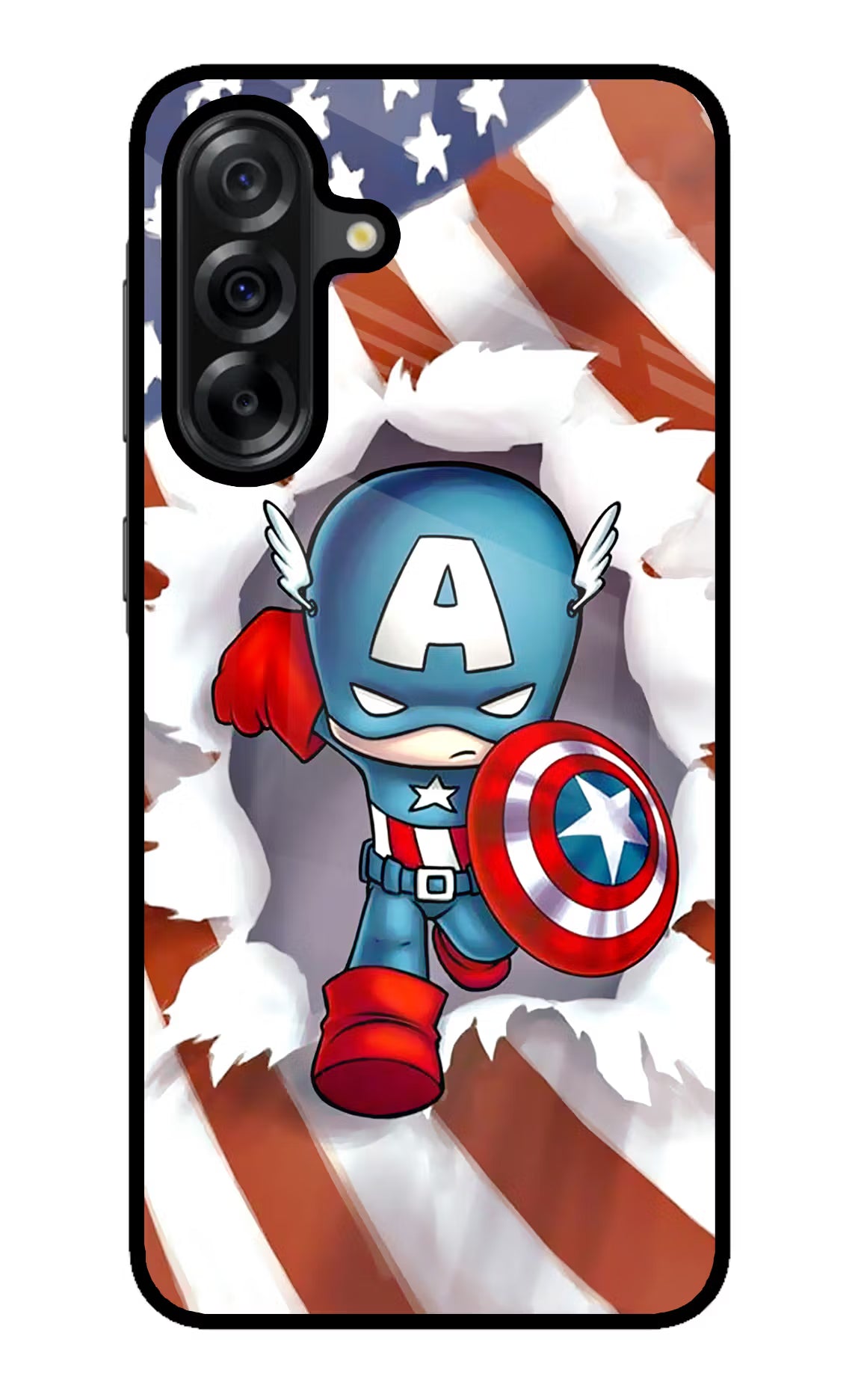 Captain America Samsung A36 5G Glass Case Back Cover by Casekaro