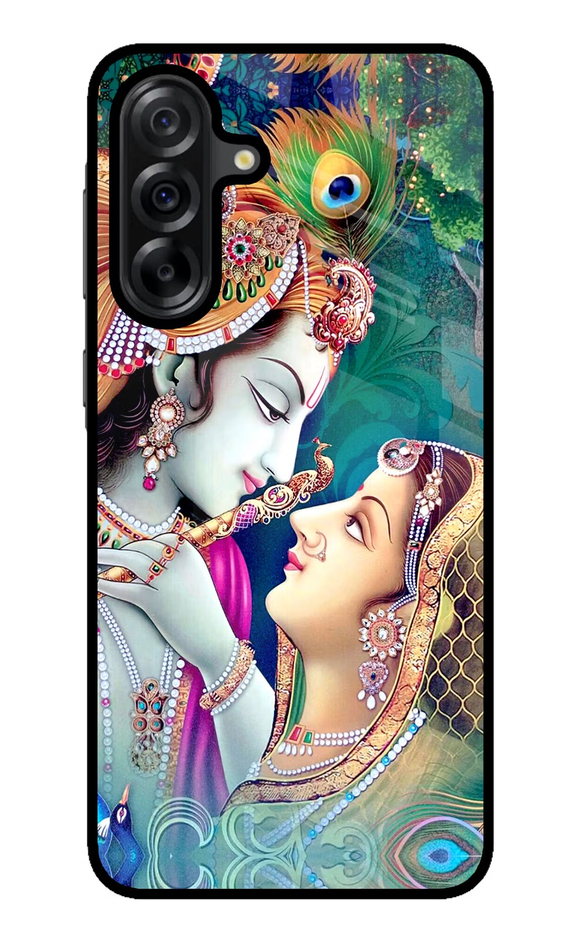 Lord Radha Krishna Samsung A36 5G Glass Case Back Cover by Casekaro
