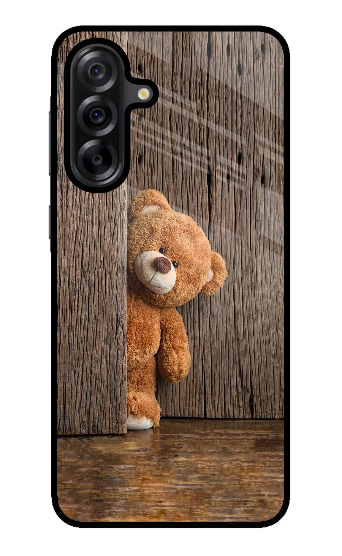 Teddy Wooden Samsung A36 5G Glass Case Back Cover by Casekaro