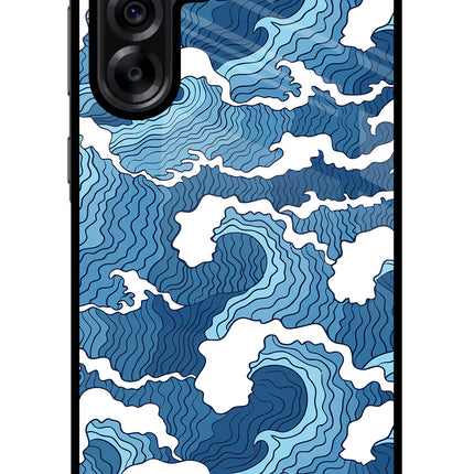 Blue Waves Samsung A36 5G Glass Case Back Cover by Casekaro